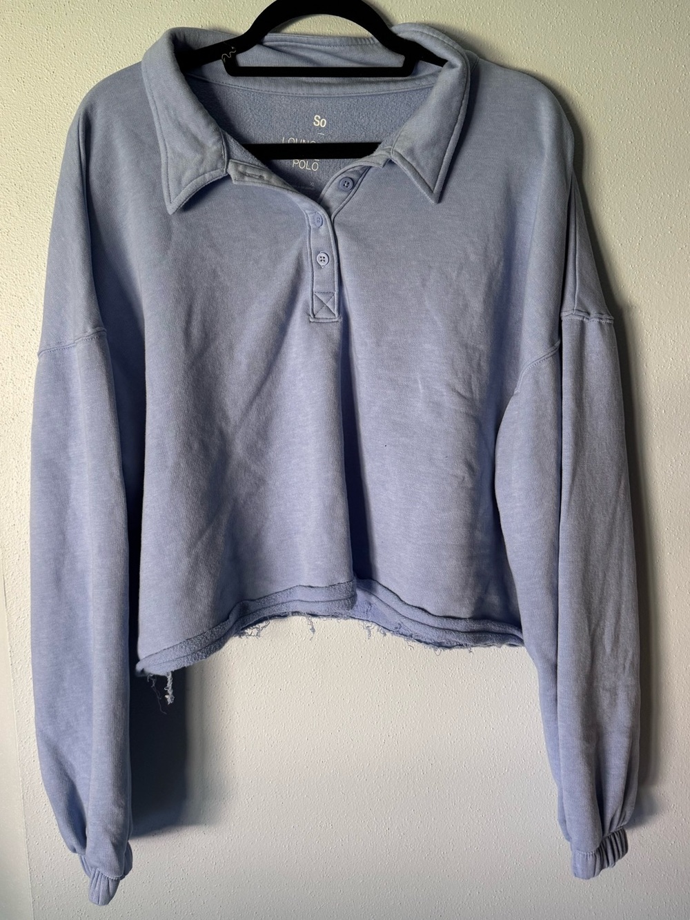 SO Cropped Polo Sweatshirt - Light Blue